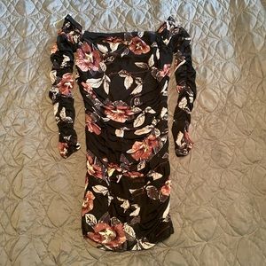 Ruched tight long sleeve mini dress